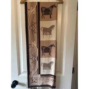 Equestrian Horse Print Pashmina Shawl Scarf 73” x 26” Acrylic Cashmere Feel